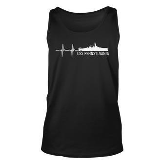 Ekg Heartbeat Uss Pennsylvania Bb38 Battleship Unisex Tank Top - Thegiftio UK