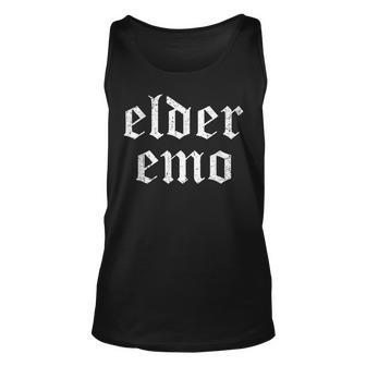 Elder Emo Gothic Text Joke Funny Old Emo Fans Unisex Tank Top - Monsterry CA