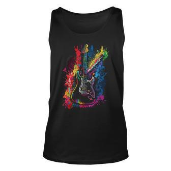 Electric Guitar Painting Rock Music Lover And Musicians Unisex Tank Top - Seseable