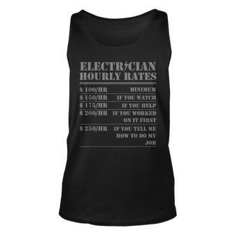 Electrician Hourly Rate Funny Electrical Mechanic Labor Unisex Tank Top | Mazezy