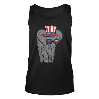 Elephant American Flag Usa 4Th Of July Fourth Patriot Animal Unisex Tank Top - Monsterry