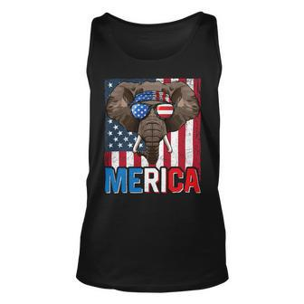 Elephant Merica 4Th Of July American Flag Usa Republican Unisex Tank Top - Monsterry