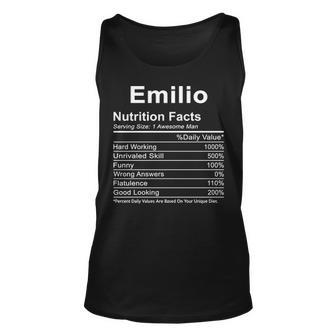 Emilio Name Funny Gift Emilio Nutrition Facts V2 Unisex Tank Top - Seseable