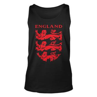 England Football Team Three Heraldic Red Lions Sheild Unisex Tank Top | Mazezy