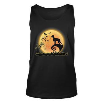 English Toy Terrier Scary And Moon Dog Halloween Costume Unisex Tank Top | Mazezy