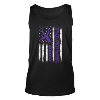 Esophageal Cancer Awareness American Flag Unisex Tank Top | Mazezy