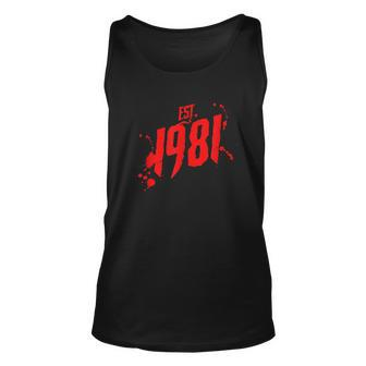 Est 1981 80'S Style Slasher Horror Movie Birth Year Slasher Tank Top | Mazezy