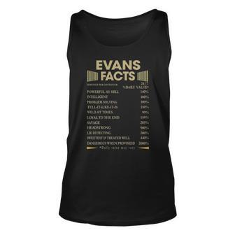 Evans Name Gift Evans Facts V3 Unisex Tank Top - Seseable