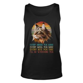 Every Snack You Make Ill Be Watching Funny Maine Coon Meow Unisex Tank Top | Mazezy