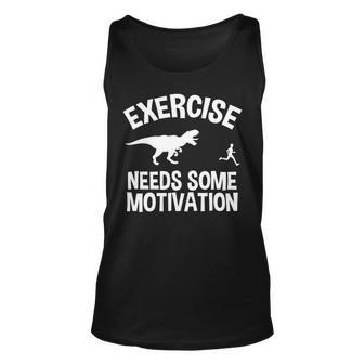 Exercise Some Motivation Required Gym Humor Dinosaur Trex Unisex Tank Top - Monsterry UK