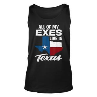 All Of My Exes Live In Texas Texan Texas And Merchandise Tank Top | Mazezy