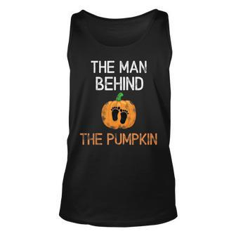 Mens Expecting The Man Behind The Pumpkin Halloween New Dad Tank Top | Mazezy