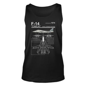 F-14 Tomcat Navy Fighter Jet Diagram Graphic Unisex Tank Top - Seseable