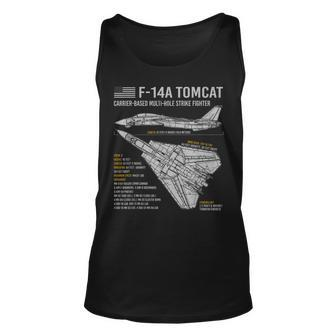 F14 Tomcat F14 Aircraft Airplane Blueprint Facts Unisex Tank Top | Mazezy