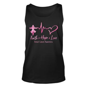 Faith Hope Love Breast Cancer Awareness Ribbon Heartbeat Tank Top