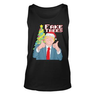 Fake Trees Us President Donald Trump Ugly Christmas Sweater Tank Top - Monsterry UK