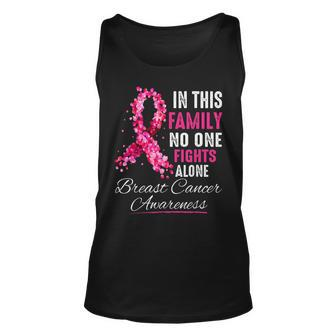 In This Family No One Fight Alone Breast Cancer Awareness Tank Top - Seseable