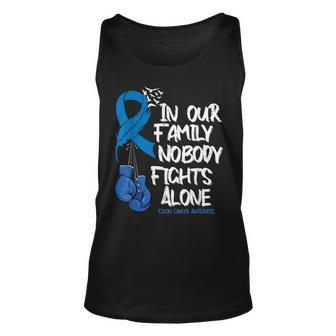 In Our Family Nobody Fights Alone Colon Cancer Awareness Tank Top - Seseable