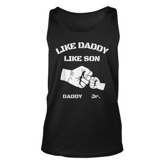 Father Son Fist Bump Matching Fathers Day Daddy Dad & Son Unisex Tank Top | Mazezy