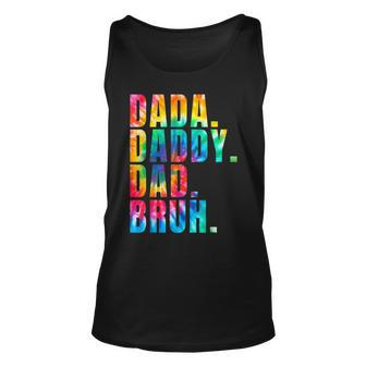Fathers Day 2023 Dada Daddy Dad Bruh Tie Dye Dad Jokes Mens Unisex Tank Top | Mazezy