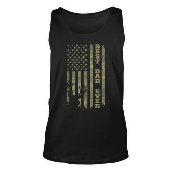 Fathers Day Best Dad Ever Vintage Camo Usa Flag Deer Hunter Unisex Tank Top - Seseable
