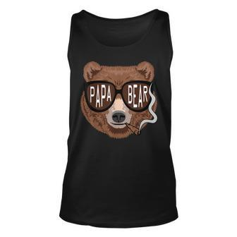 Fathers Day Funny Retro Vintage Dad Papa Bear Fathers Day Unisex Tank Top | Mazezy