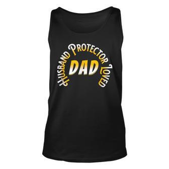 Fathers Day Husband Protector Loved - Dad Unisex Tank Top | Mazezy