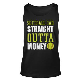 Fathers Day Softball Dad Straight Outta Money Unisex Tank Top - Seseable