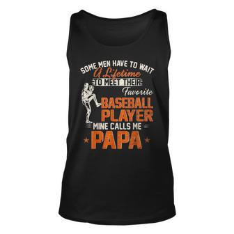 My Favorite Baseball Player Calls Me Papa DadFather Baseball Tank Top | Mazezy