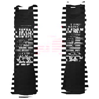 My Favorite Lineman Calls Me Dad Usa Flag Dad Father Tank Top | Mazezy