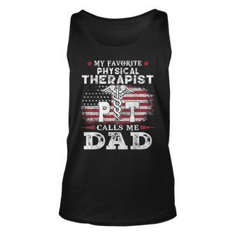 My Favorite Physical Therapist Calls Me Dad Usa Flag Father Tank Top | Mazezy