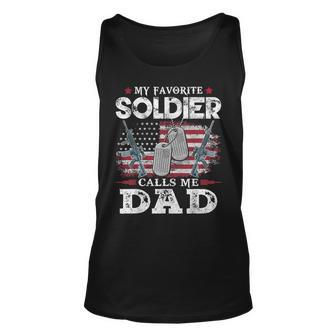 My Favorite Soldier Calls Me Dad Usa Flag Dad Father Tank Top | Mazezy