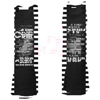 My Favorite Soldier Calls Me Grandpa Usa Flag Father Tank Top | Mazezy
