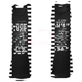 My Favorite Trucker Calls Me Dad Usa Flag Dad Father Tank Top | Mazezy