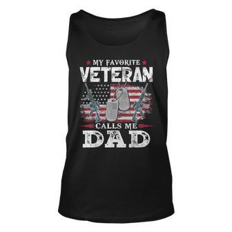 My Favorite Veteran Calls Me Dad Usa Flag Dad Father Tank Top | Mazezy