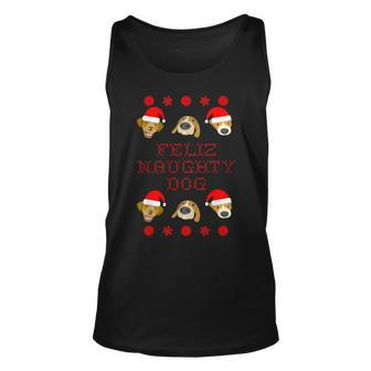 Feliz Naughty Dog Ugly Christmas Sweater-Style Tank Top | Mazezy