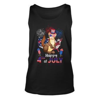 Ferret Proud American Flag Fireworks Lover Happy 4Th Of July Unisex Tank Top - Monsterry DE
