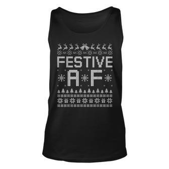 Festive Af Reindeer Adult Ugly Christmas Sweater Tank Top | Mazezy DE