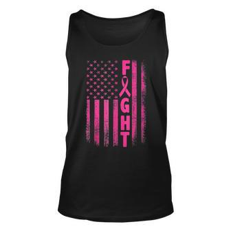 Fight Breast Survivor American Flag Breast Cancer Awareness Tank Top - Seseable