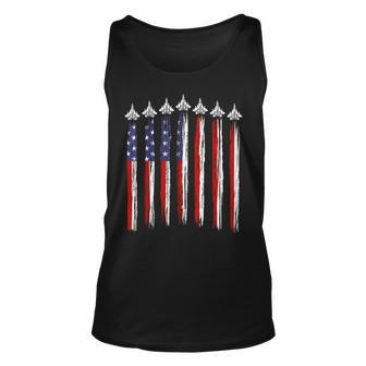 Fighter Jet Airplane Usa Flag 4Th Of July Patriotic Boy Unisex Tank Top | Mazezy