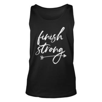Finish Strong Quote Saying Inspirational Athletic Woman Girl Tank Top | Mazezy