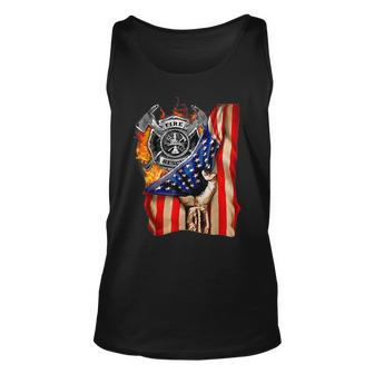 Firefighter American Flag Pride Hand Fire Service Lover Tank Top | Mazezy