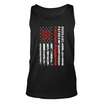 Firefighter Husband Father Fireman Fathers Day For Dad Unisex Tank Top | Mazezy