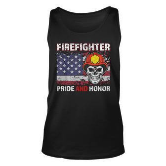 Firefighter Pride And Honor Flag American Fathers Day Unisex Tank Top | Mazezy