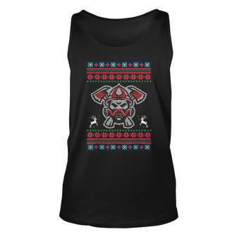 Firefighter Ugly Christmas Sweater Fireman Xmas Tank Top - Monsterry