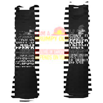 Firemen Grumpy Old Firefighter Men Grandpa Gifts Unisex Tank Top | Mazezy