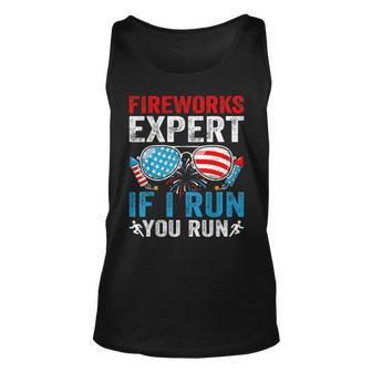 Fireworks Expert If I Run You Run 4Th Of July Sunglasses Unisex Tank Top | Mazezy