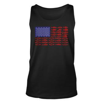 Fish American Flag Patriotic Fishing 4Th Of July Unisex Tank Top - Monsterry AU