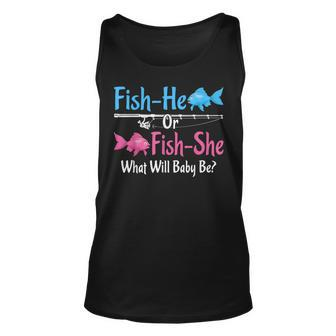 Fish-He Or Fish-She Gender Reveal Baby Shower Party Fishing Tank Top | Mazezy
