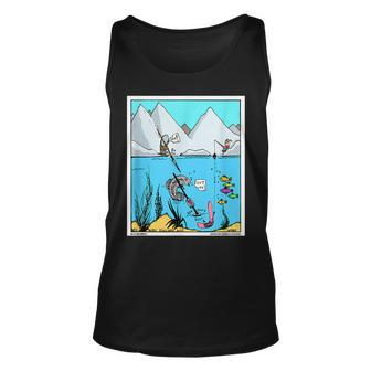 Fish With Metal Detector Funny Fishing Treasure Hunter Gift Unisex Tank Top | Mazezy